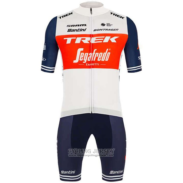 2020 Cycling Jersey Trek Segafredo White Deep Blue Short Sleeve And Bib Short